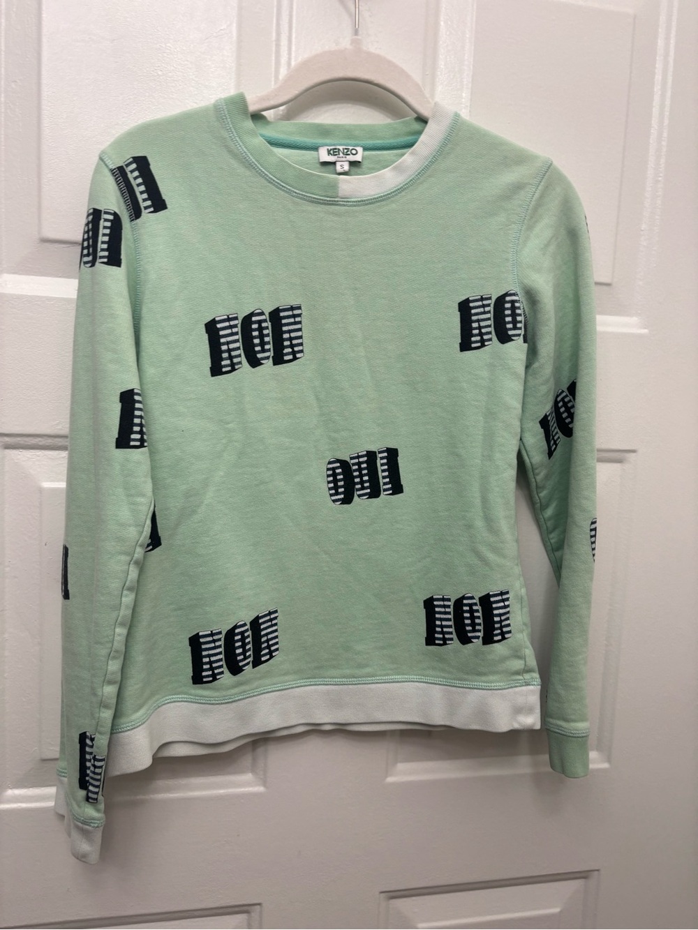 Kenzo Mint Green Printed Jersey Sweatshirt